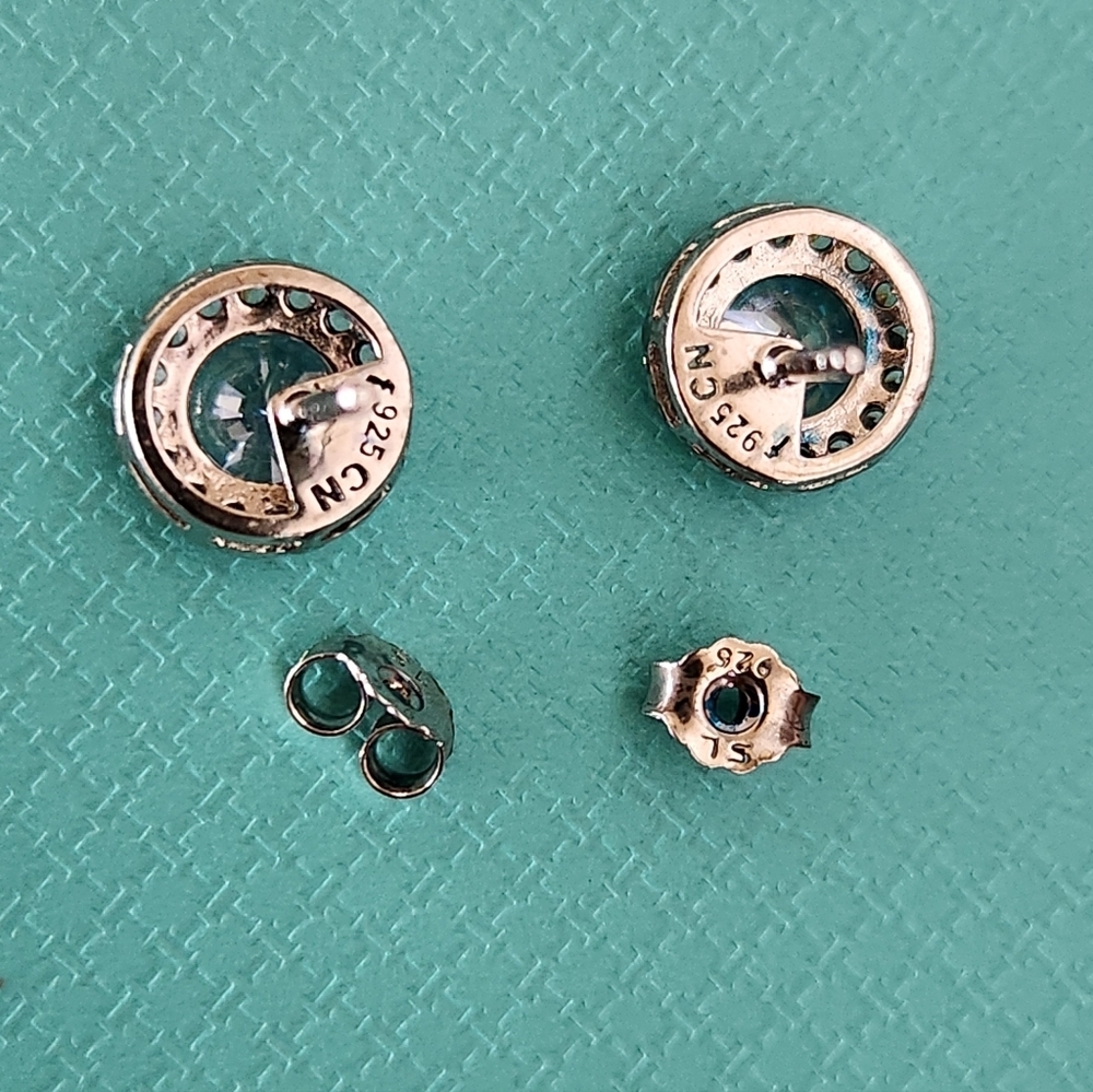 Suzy Levian Sterling Silver Cubic Zirconia Halo Stud Earrings - Picture 6 of 11
